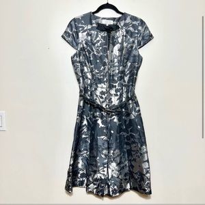 Ricki Freeman for Teri Jon metallic floral brocade jacquard dress.